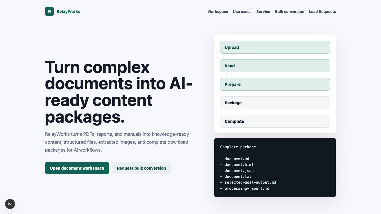 RelayWorks homepage
