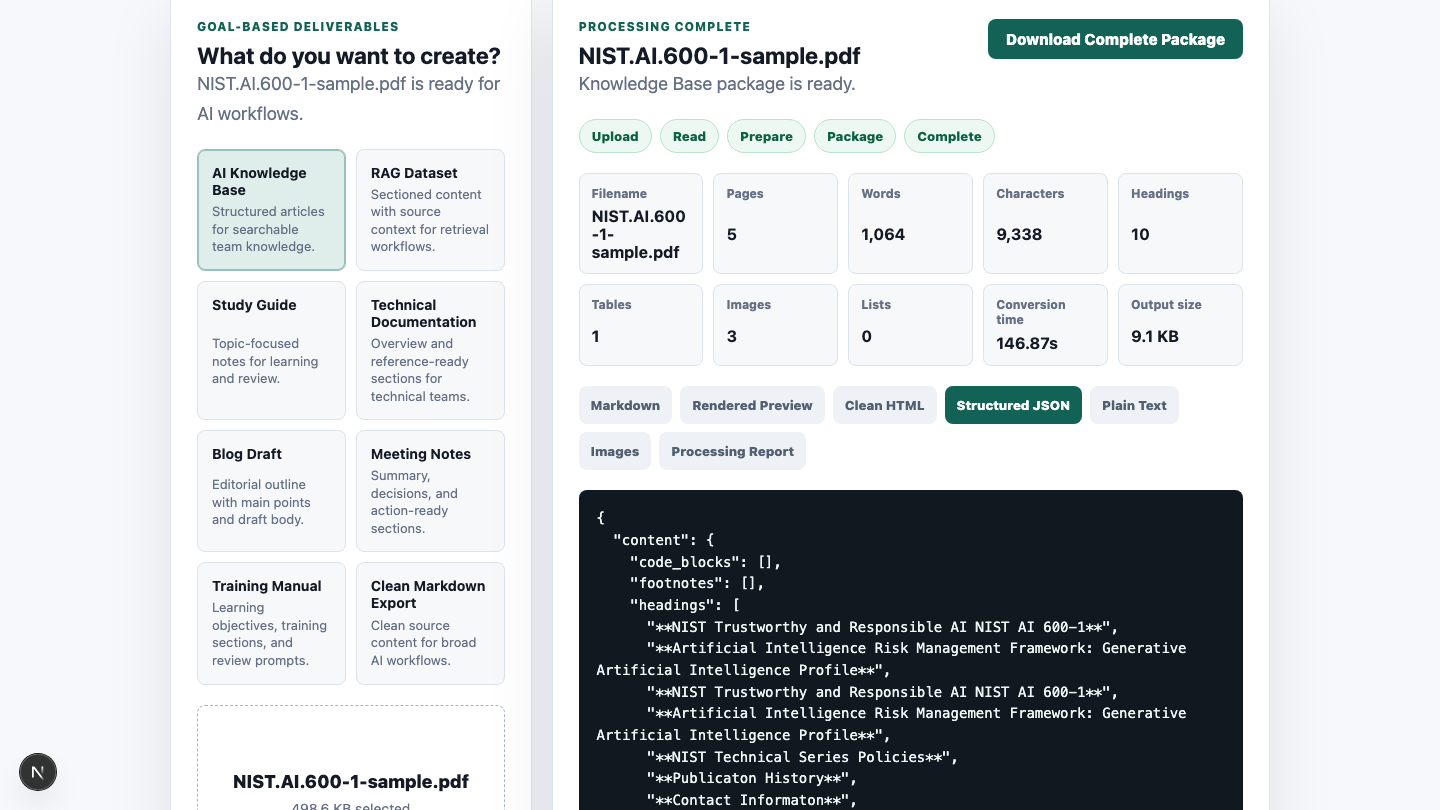 RelayWorks structured JSON output